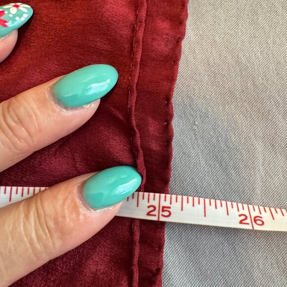 Vintage The Specialty House Red Silk Scarf With Geometric & Floral Patterns - Picture 5 of 6